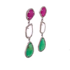 Lucea New York Ruby, Moonstone and Emerald Earrings