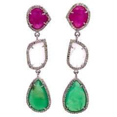 Lucea New York Ruby, Moonstone and Emerald Earrings