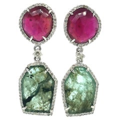 Lucea New York Ruby, Slice Emerald  and Diamond Earrings