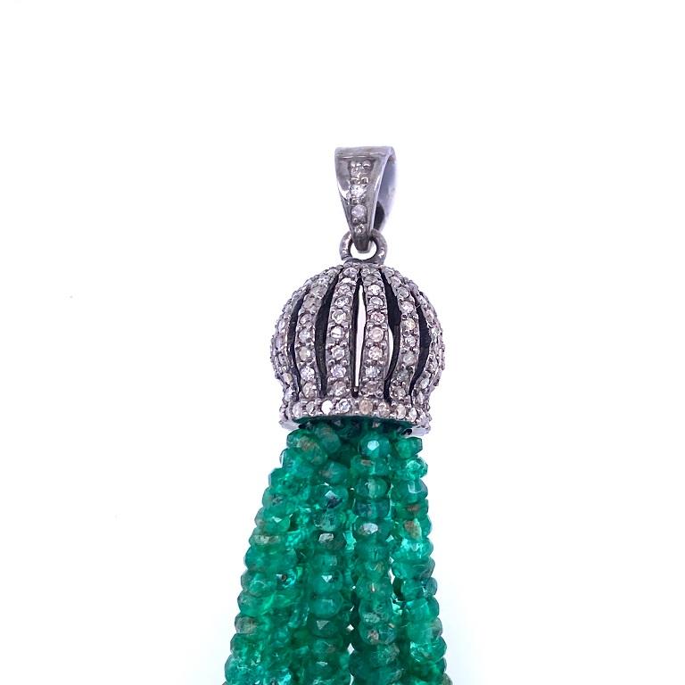 Perlina Lucea New York, ciondolo rustico con diamante e perline di smeraldo in vendita