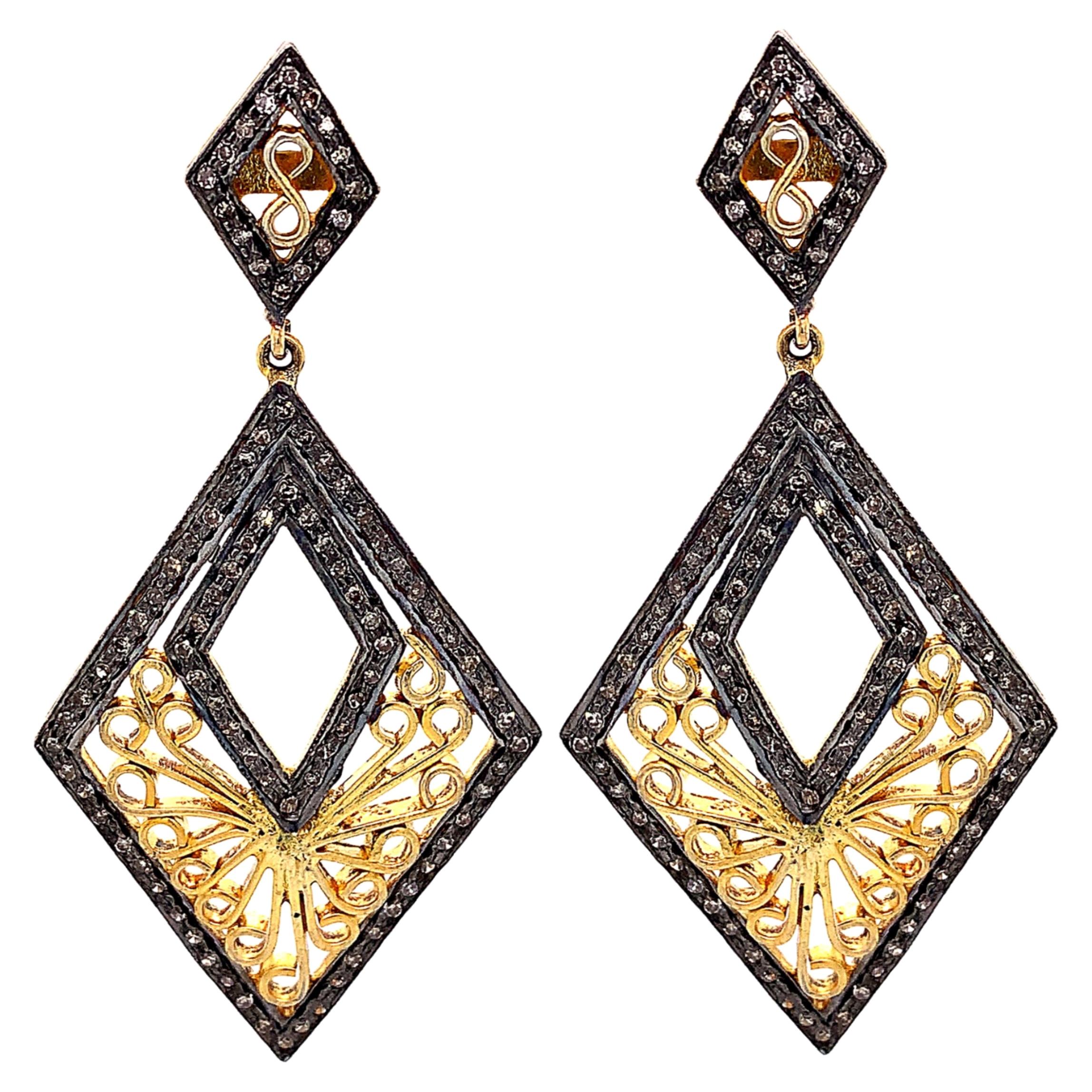 Lucea New York Rustic Diamond and Gold Plated Earring