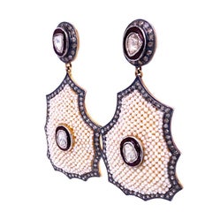 Lucea New York Rustic Diamond and Seed Pearl Chandelier Earrings