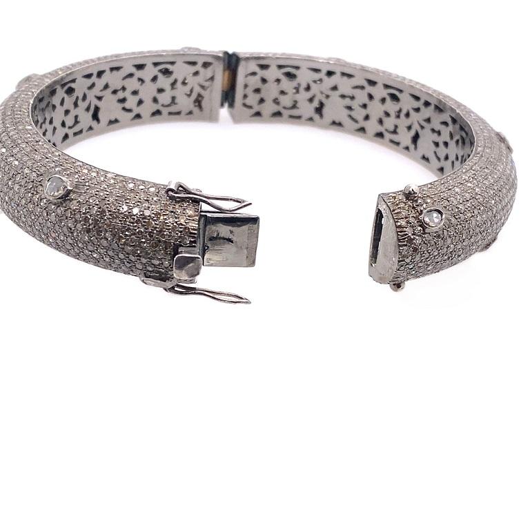 Mixed Cut Lucea New York Rustic Diamond Bangle Bracelet For Sale