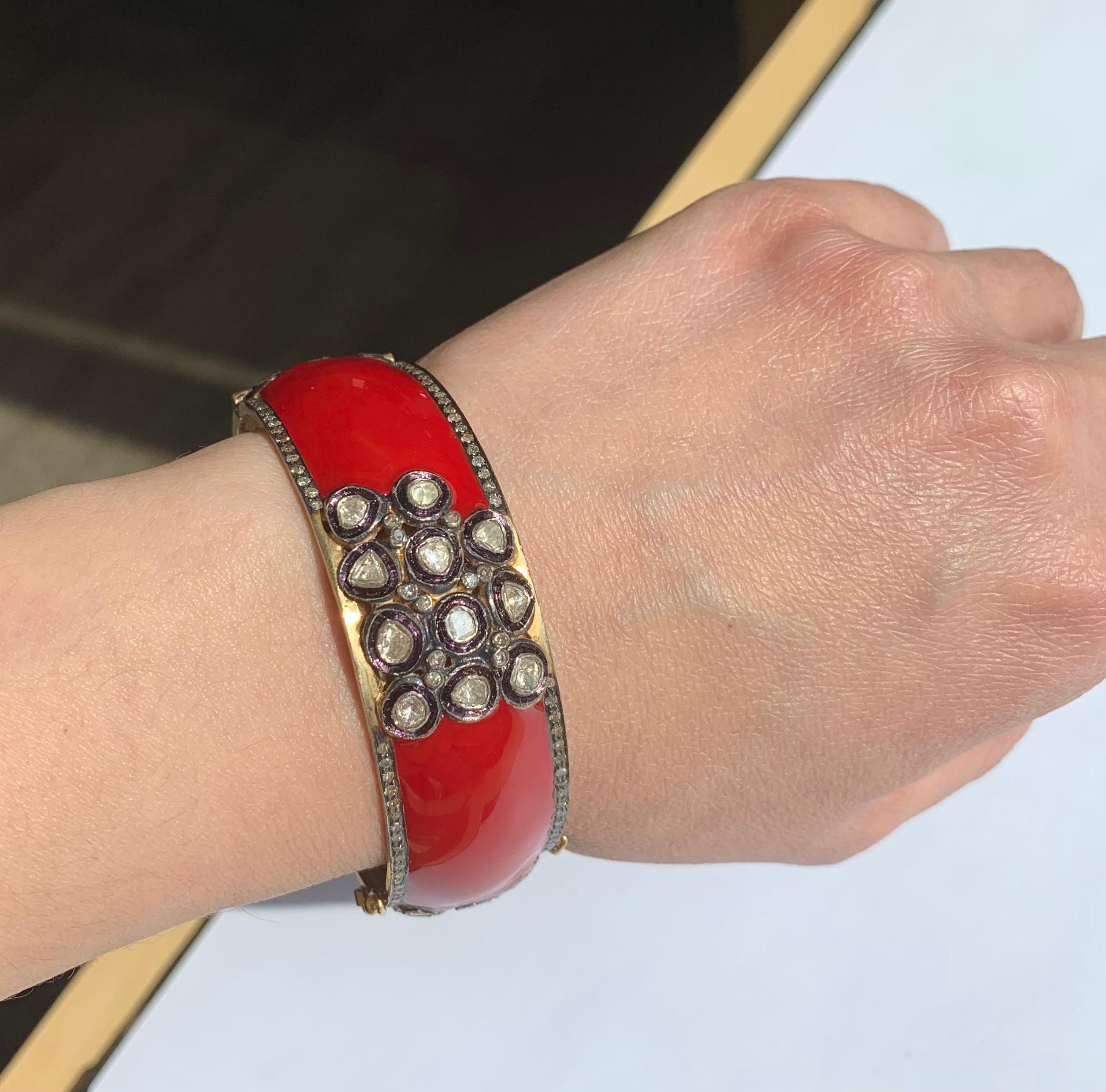 Mixed Cut Lucea New York Rustic Diamond Bangle Bracelet For Sale