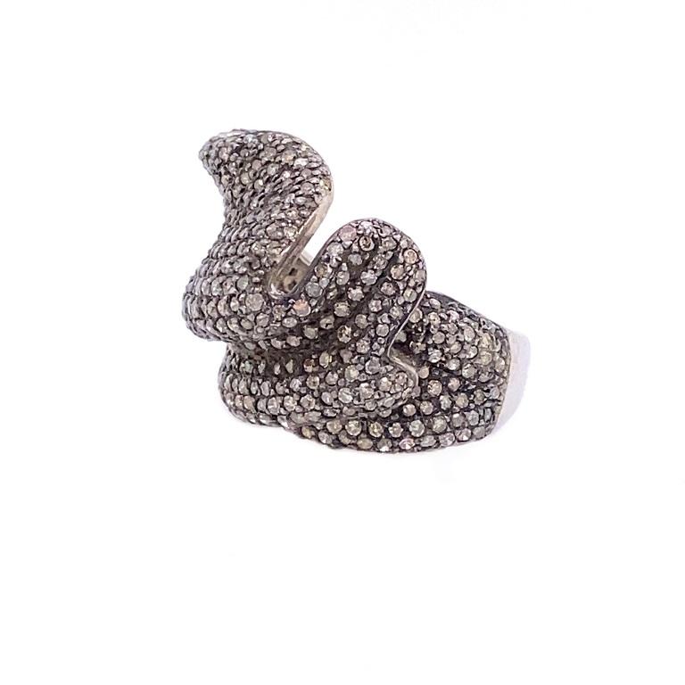 Contemporary Lucea New York Rustic Diamond Cocktail Ring For Sale