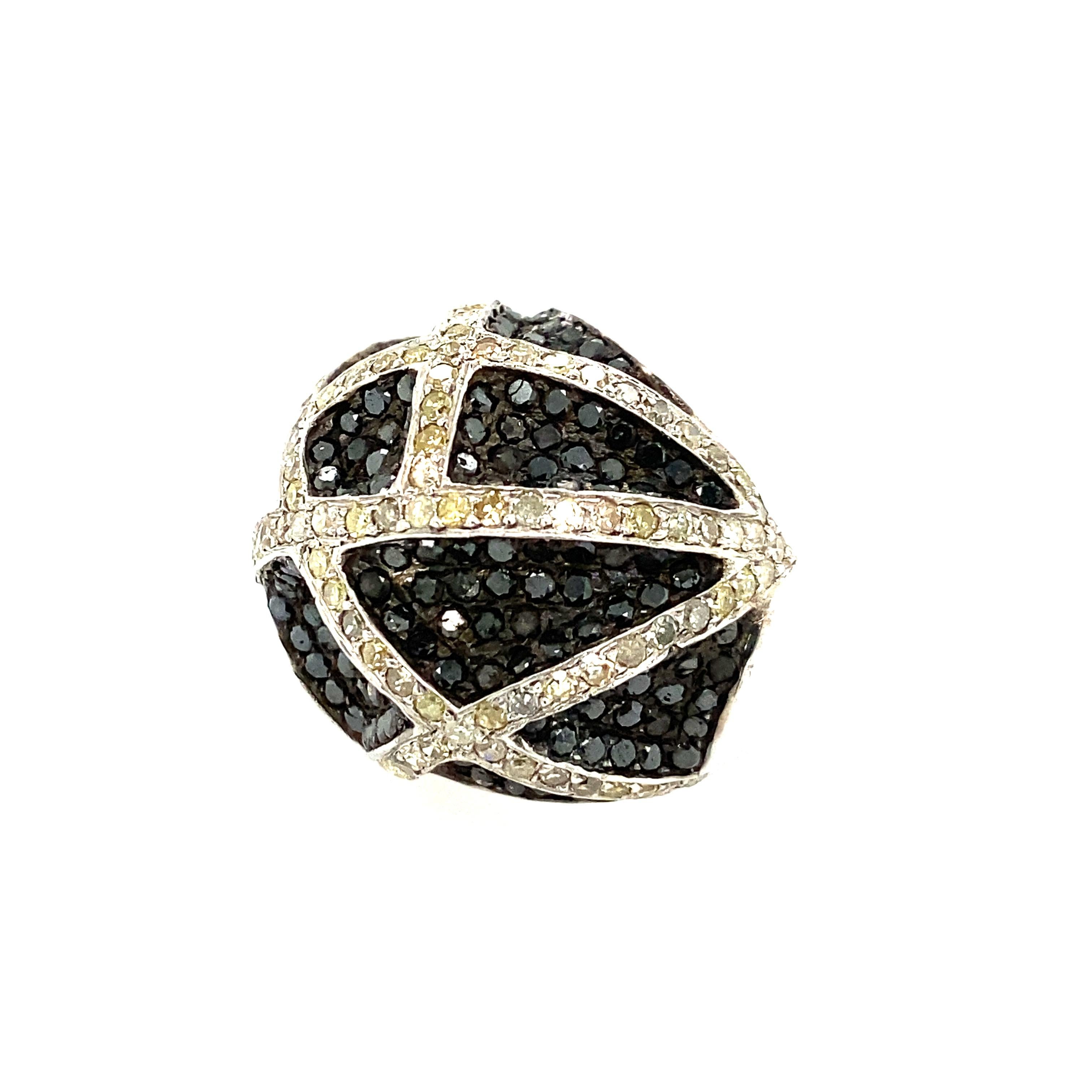 Contemporary Lucea New York Rustic Diamond Cocktail Ring For Sale