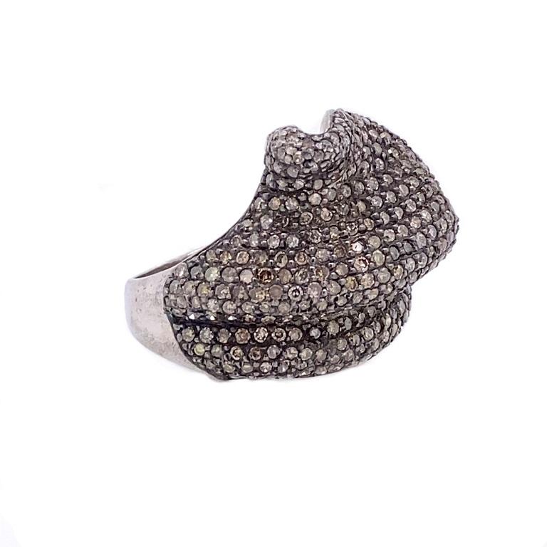 Lucea, New York, Rustikaler Diamant-Cocktailring (Rundschliff) im Angebot