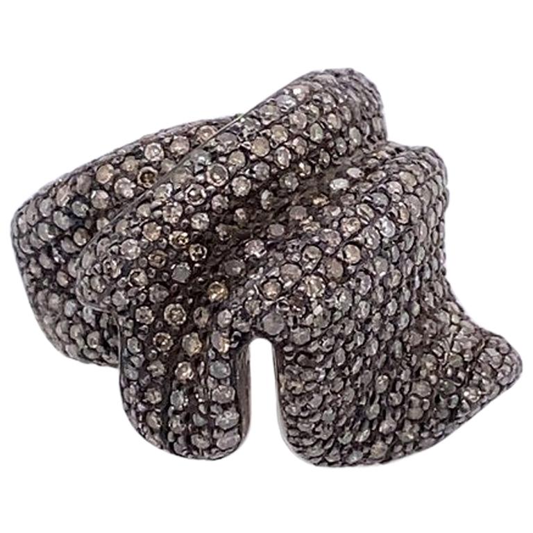 Lucea New York Rustic Diamond Cocktail Ring For Sale