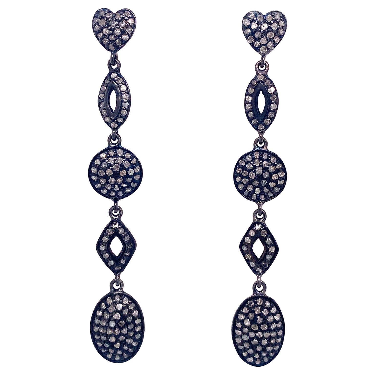 Lucea New York Rustic Diamond Dangle Earrings