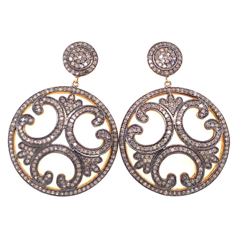 Lucea New York Rustic Diamond Disc Earrings