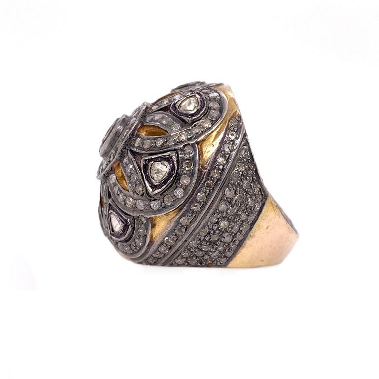 Contemporary Lucea New York Rustic Diamond Dome Cocktail Ring For Sale