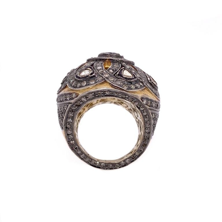 Mixed Cut Lucea New York Rustic Diamond Dome Cocktail Ring For Sale