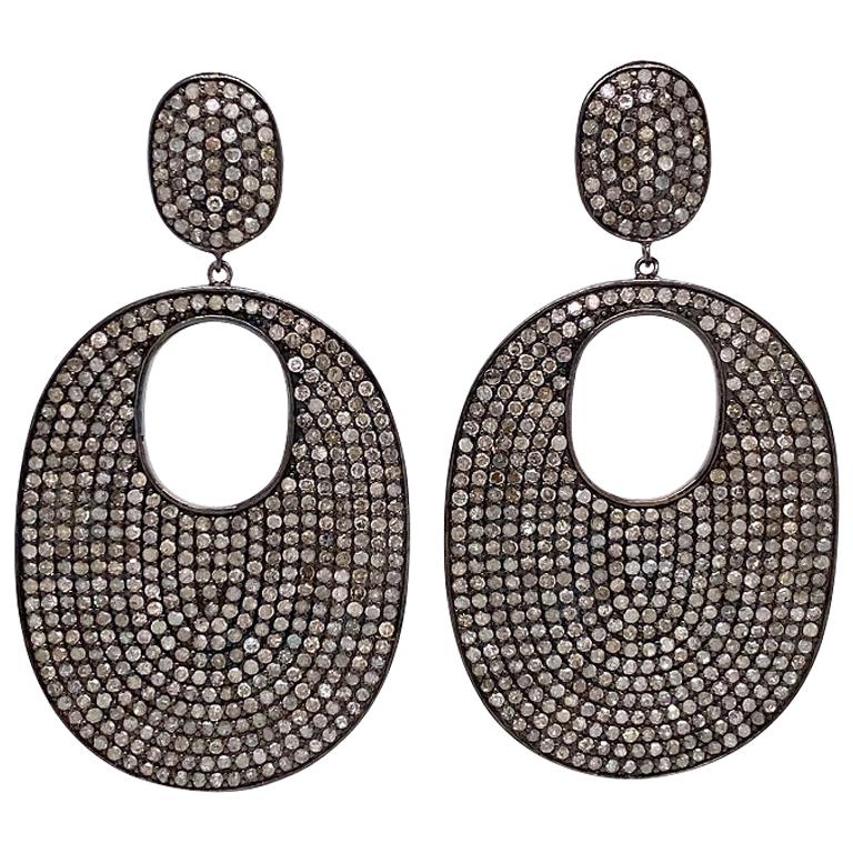 Lucea New York Rustic Diamond Drop Disc Earrings For Sale