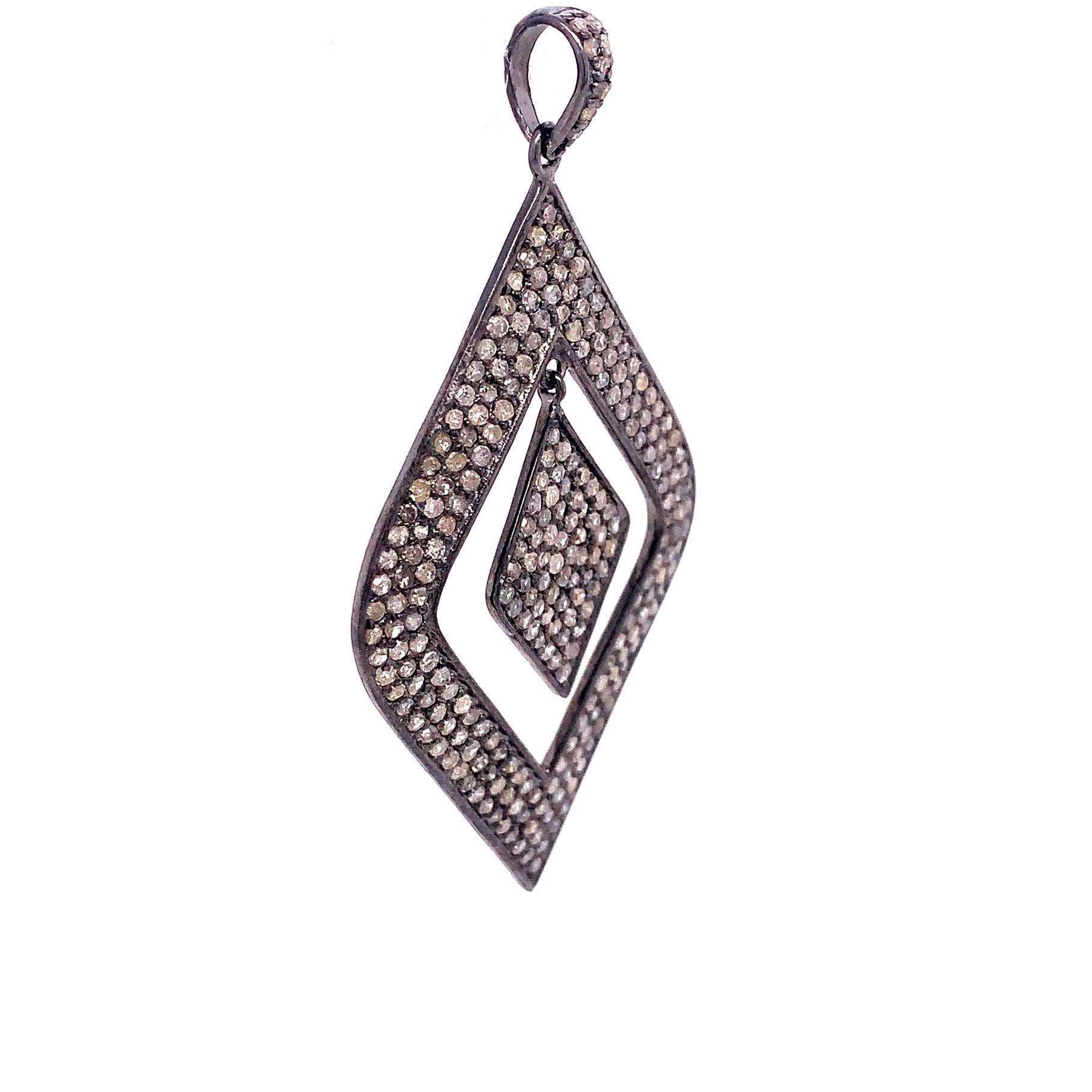 Round Cut Lucea New York Rustic Diamond Pendant For Sale