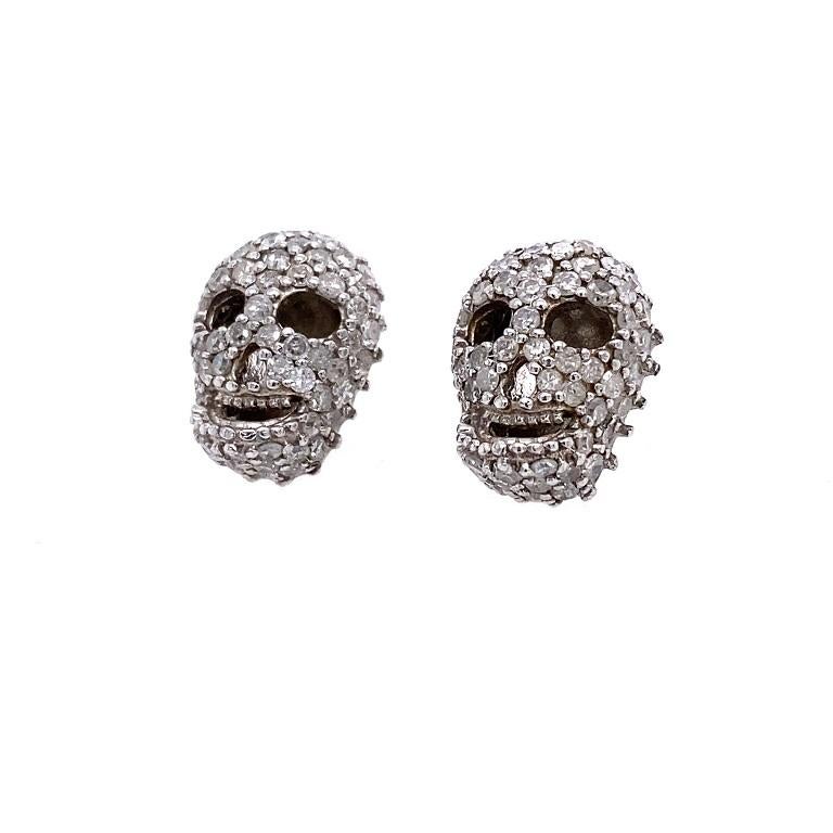 Rustic Collection 

Rustic white Diamond skull stud earrings set in sterling silver. 

Diamonds: 2.68ct total weight.