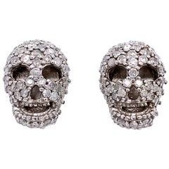 Lucea New York Rustic Diamond Skull Stud Earrings