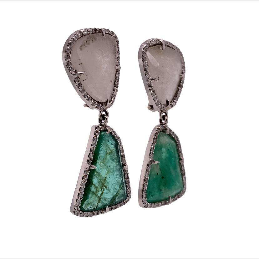 Women's Lucea New York Sapphire, Emerald and Diamond Earrings For Sale