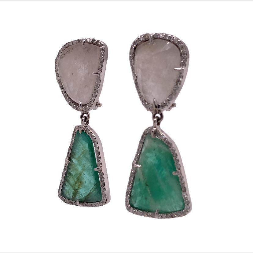 Lucea New York Saphir-, Smaragd- und Diamant-Ohrringe im Angebot 1