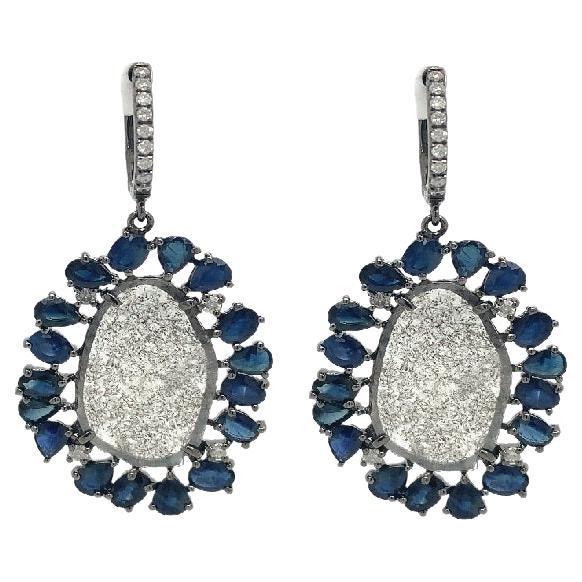 Lucea New York Slice Diamond and Sapphire Earrings For Sale