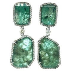 Lucea New York Slice Emerald & Diamond Drop Earrings