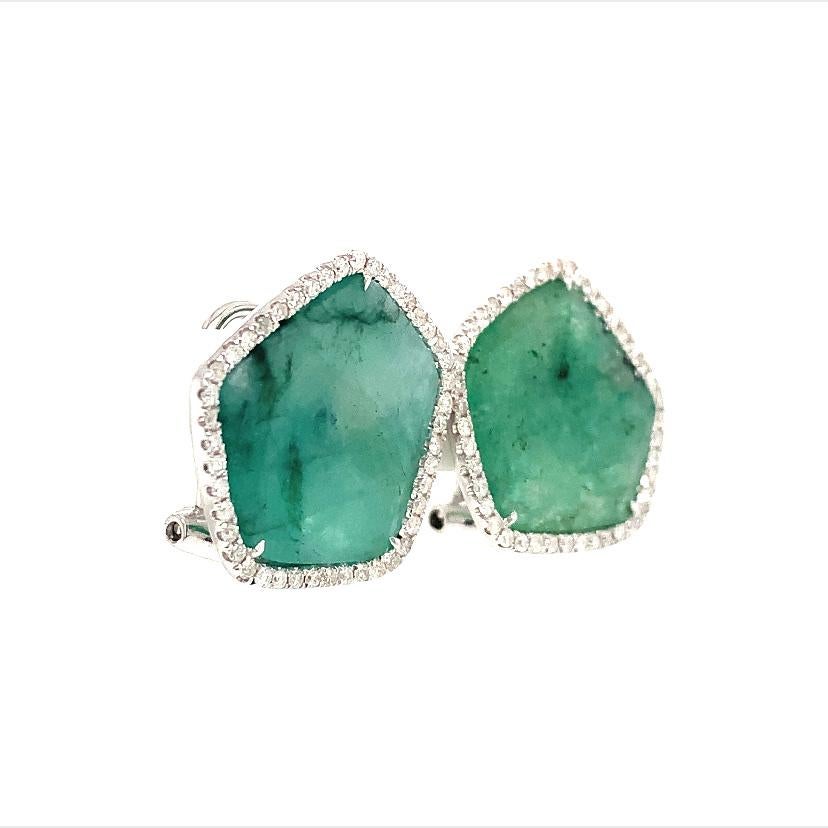 Contemporary Lucea New York Slice Emerald & Diamond Earrings For Sale