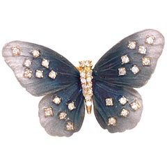 Lucea New York, Diamant-Schmetterlingsring aus grauem Rhodium mit Diamantbesatz