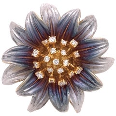 Lucea New York Tainted Gray Rhodium with Diamond Flower Ring