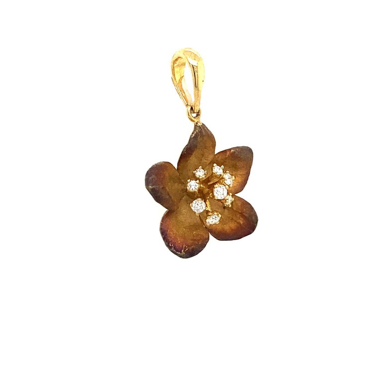 Lucea New York Tainted Rhodium with Diamond Flower Pendant For Sale at ...