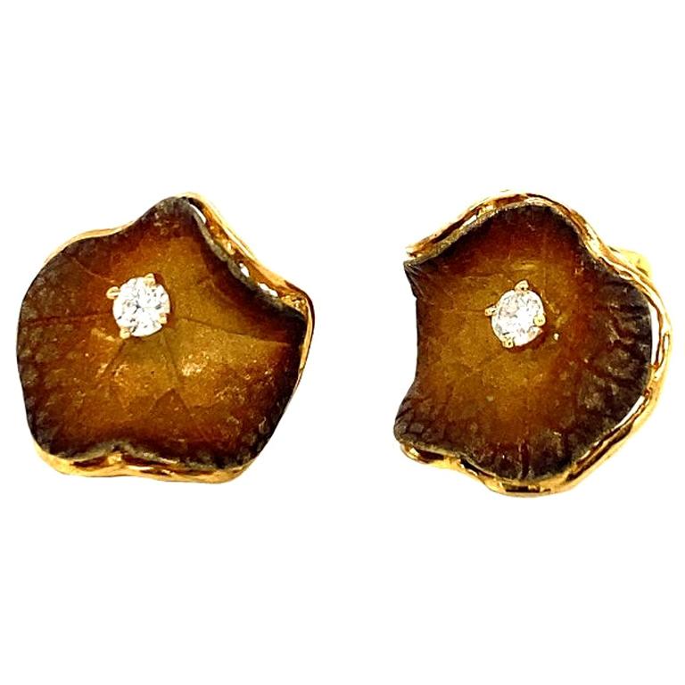 Lucea New York Tainted Rhodium with Diamond Stud Earrings For Sale