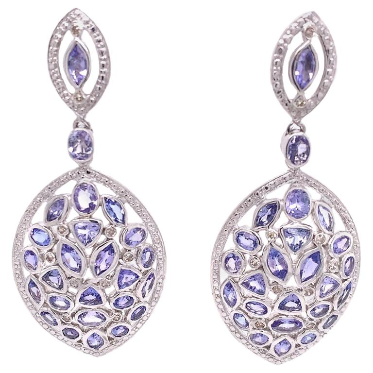 Lucea New York Tanzanite and Diamond Dangle Earrings For Sale