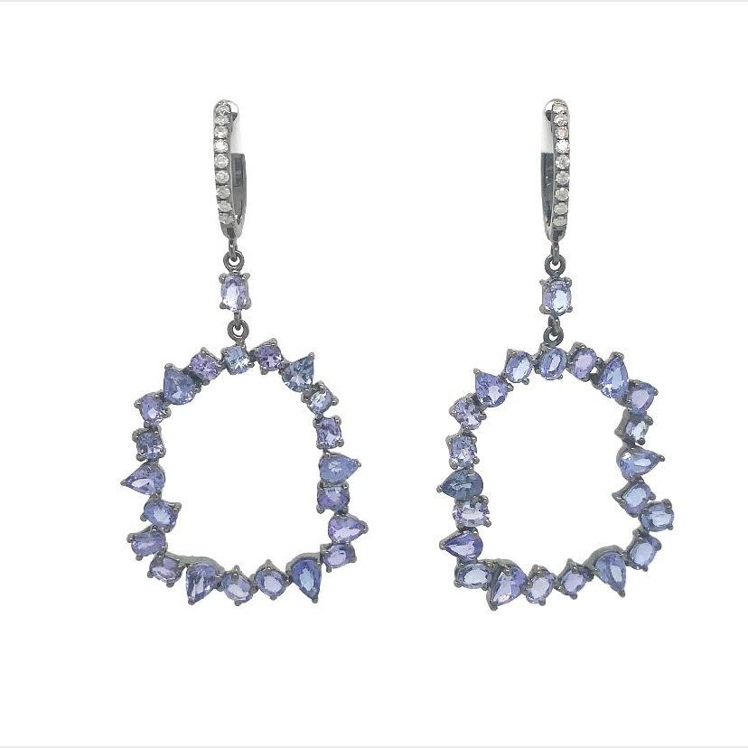 Women's or Men's Lucea New York Tanzanite and Diamond Earrings For Sale