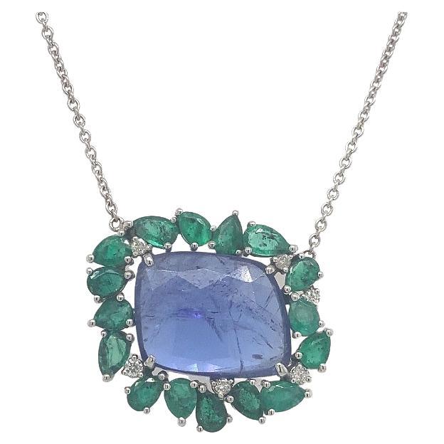 Lucea New York Tanzanite, Emerald and Diamond Pendant