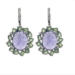 Lucea New York Tansanit, grüner Saphir und Diamant-Ohrringe