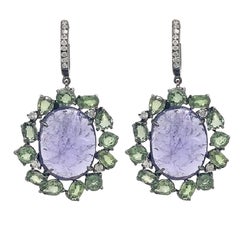Lucea New York Tansanit, grüner Saphir und Diamant-Ohrringe