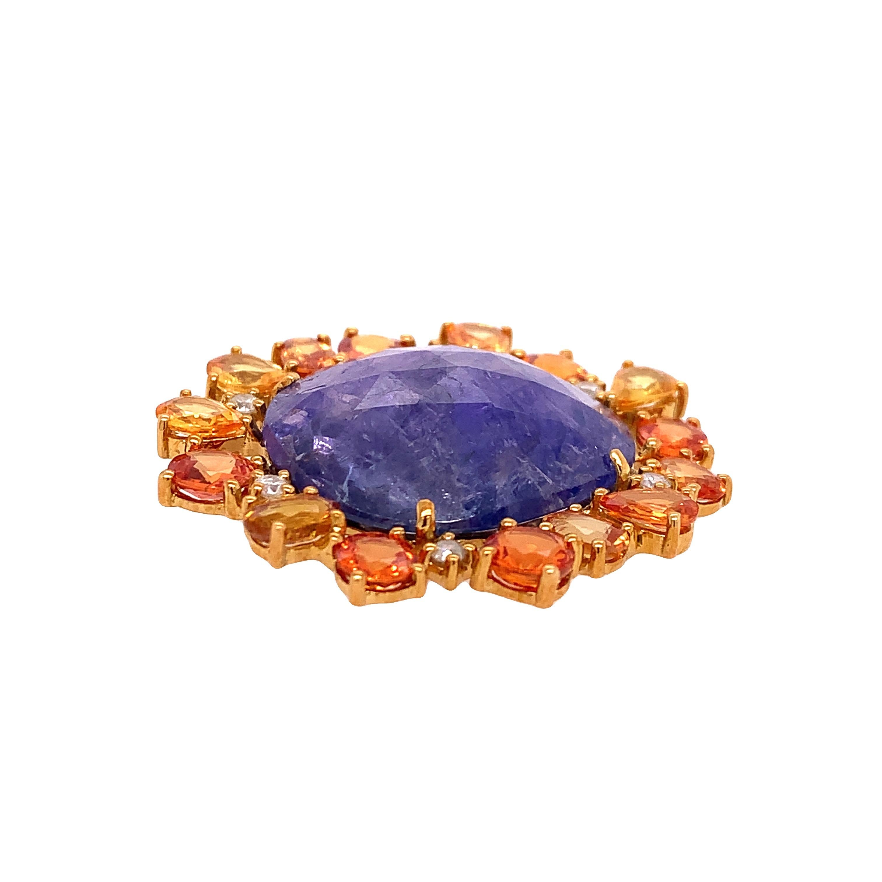 Contemporain Lucea New York Pendentif en tanzanite et saphir orange en vente