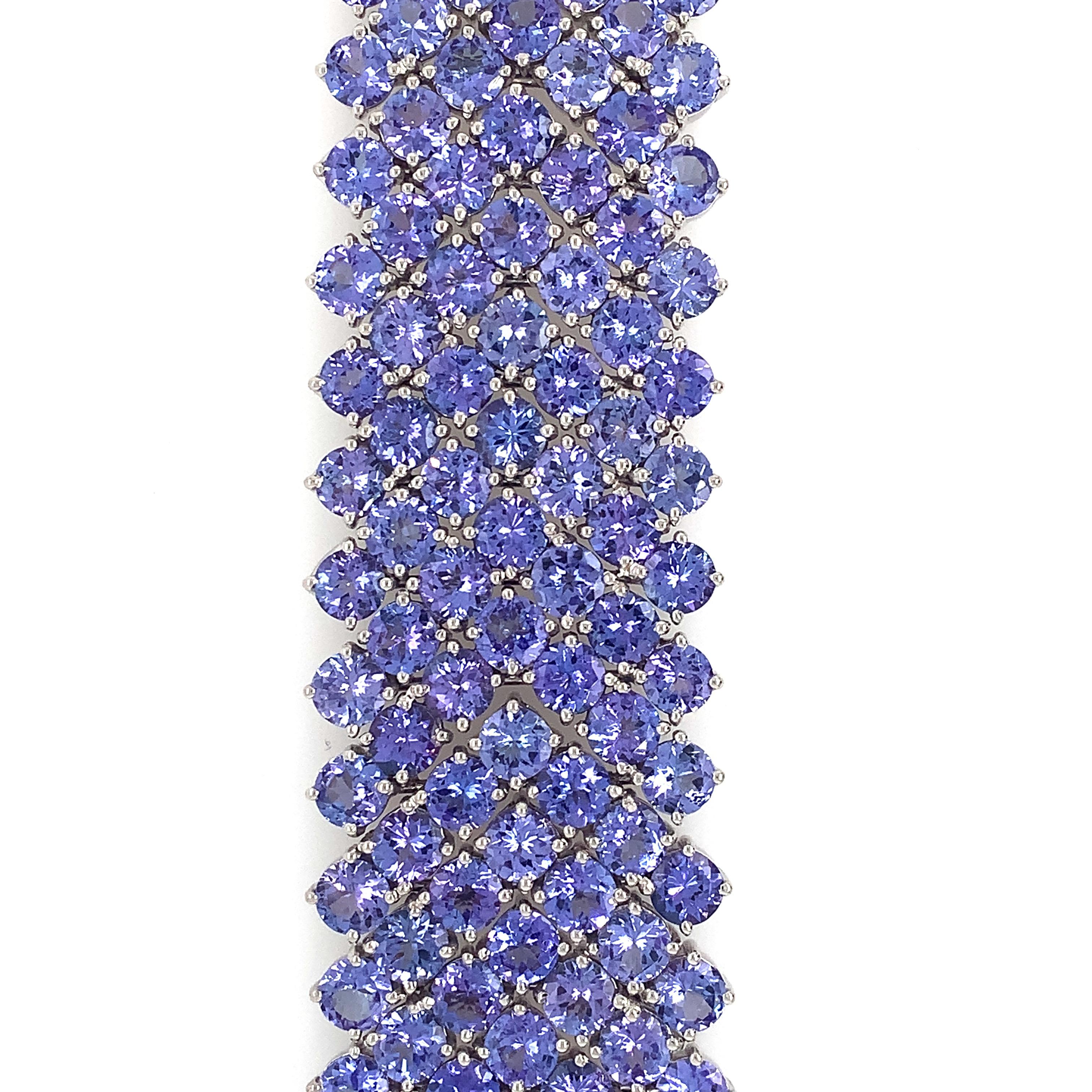 Women's or Men's Lucea New York Tanzanite Silver Bracelet For Sale