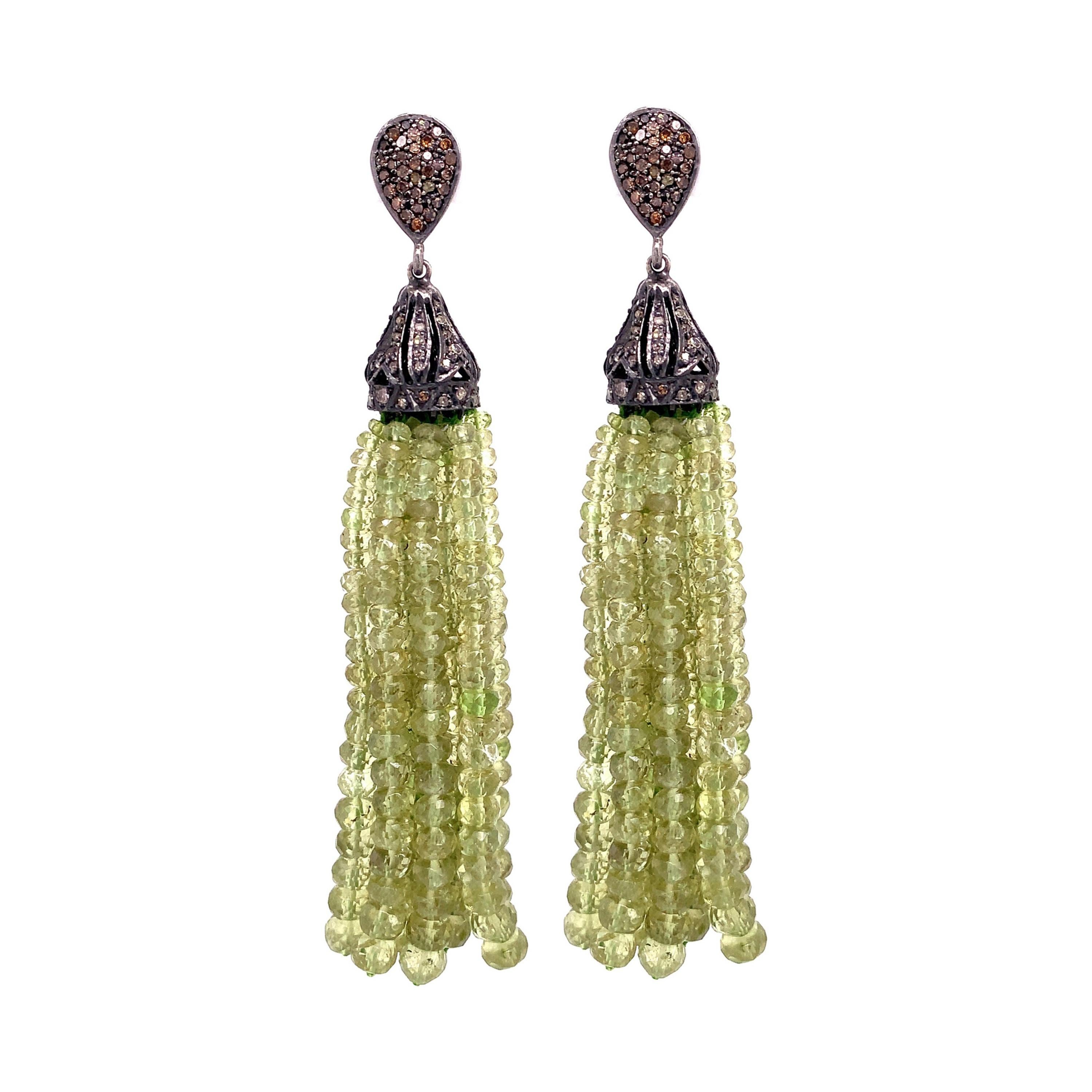 Lucea New York Tassel Peridot Beads Earring For Sale