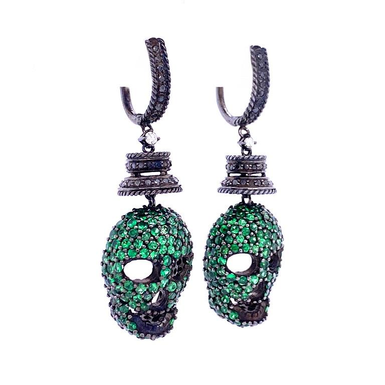 black diamond skull earrings