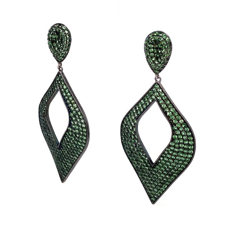 Life In Color Collection 

Bright green Tsavorite Garnet drop earrings set in blackened sterling silver. 

Tsavorite Garnet: 8.53ct total weight.