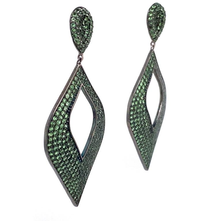 Contemporary Lucea New York Tsavorite Garnet Drop Earrings For Sale