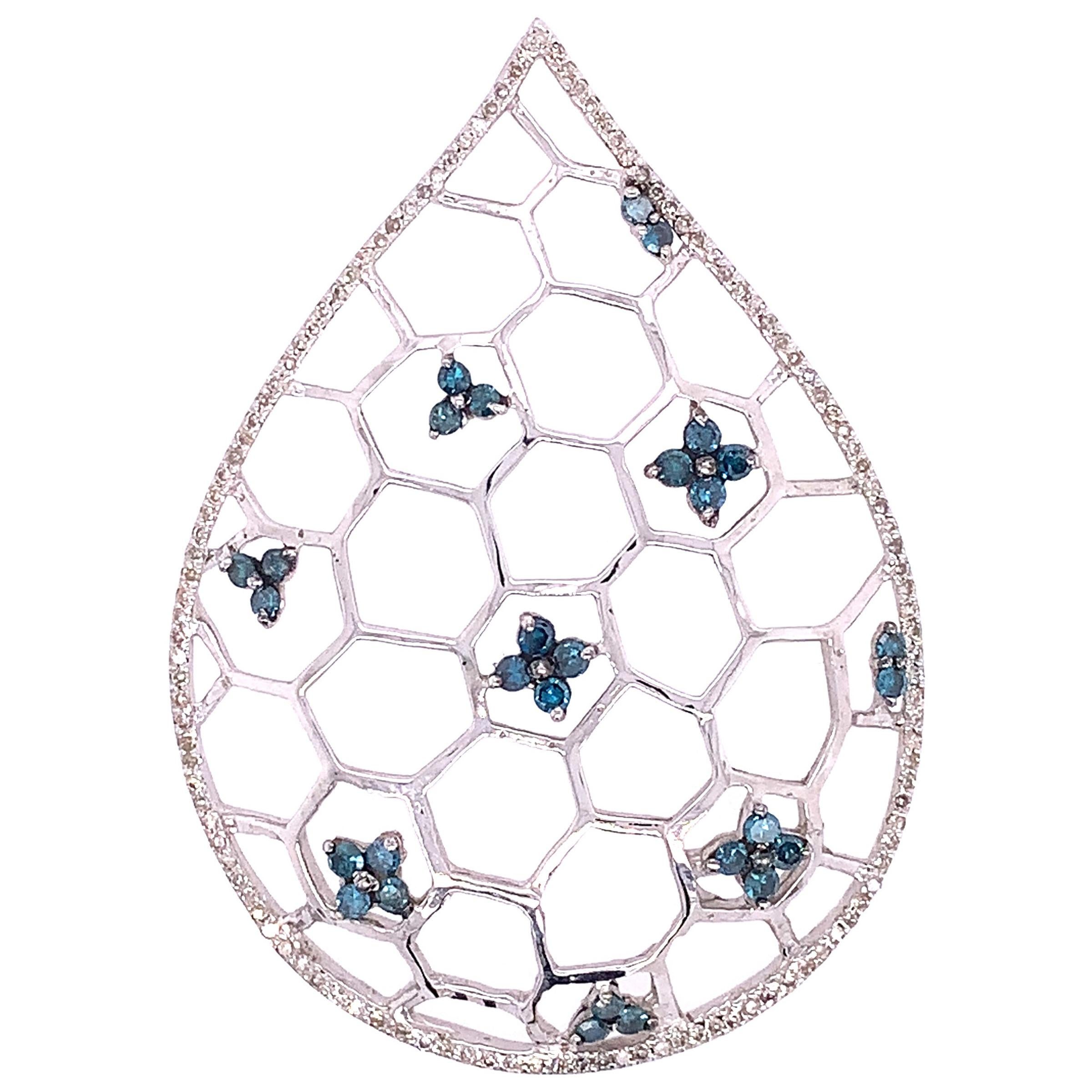 Lucea New York White Diamond & Blue Diamond Pendant For Sale