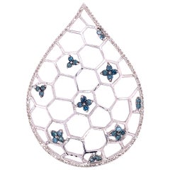 Lucea New York Pendentif en diamant blanc et diamant bleu