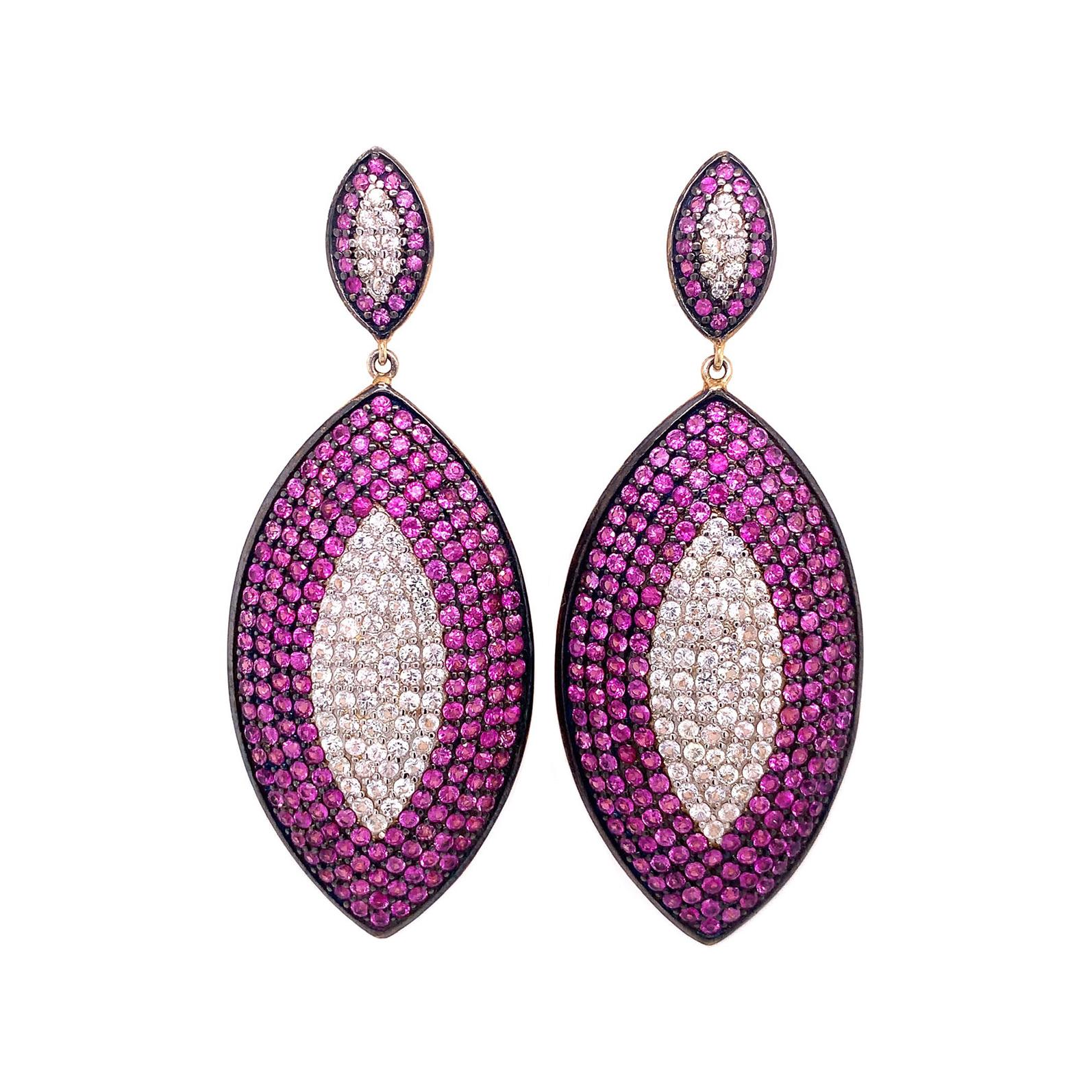 Lucea New York White Sapphire and Ruby Drop Earring at 1stDibs