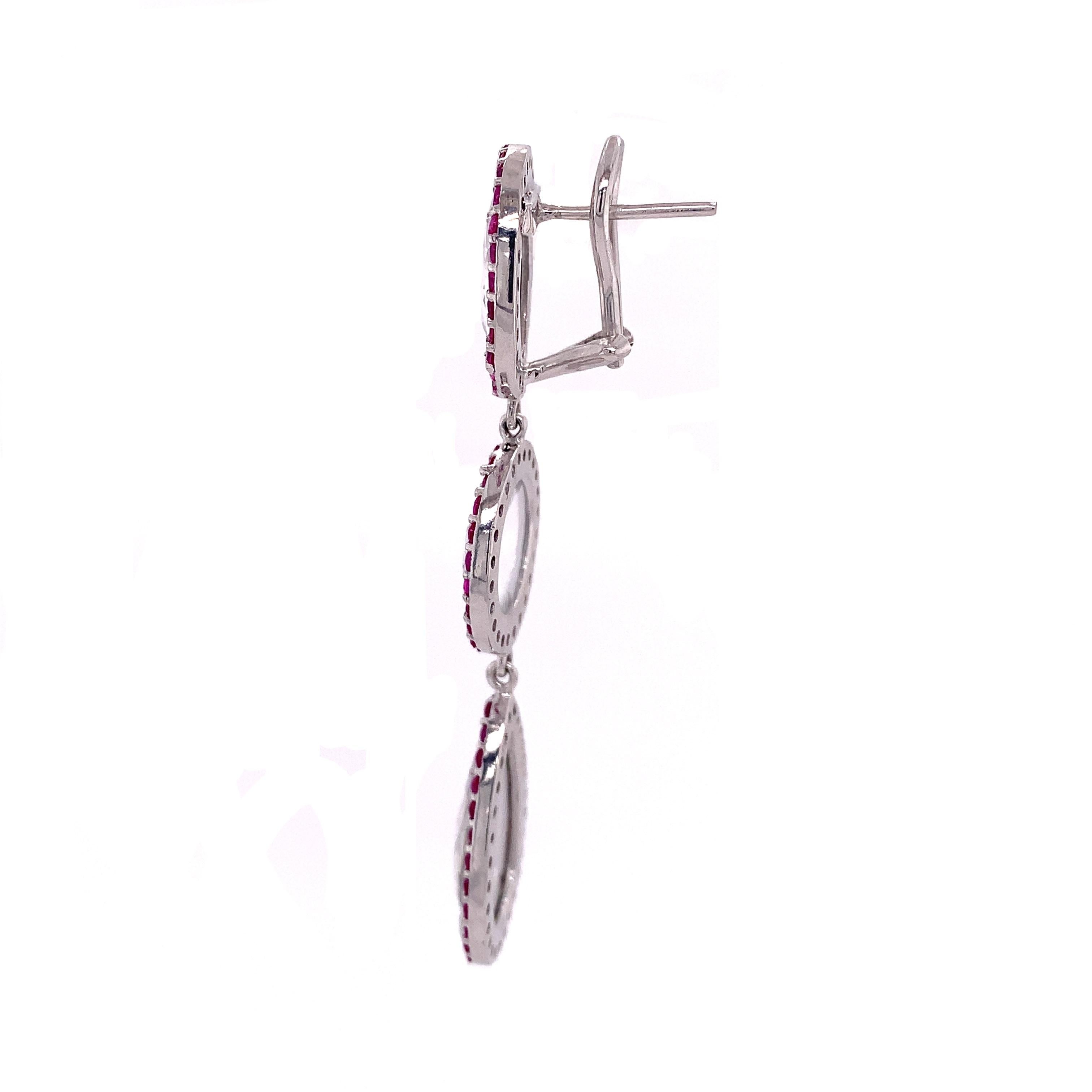Mixed Cut Lucea New York White Topaz and Pink Sapphire Drop Earrings For Sale