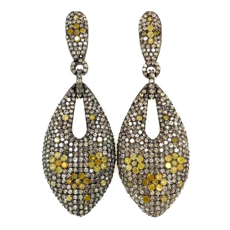 Lucea New York Yellow and Rustic Diamonds Earrings For Sale