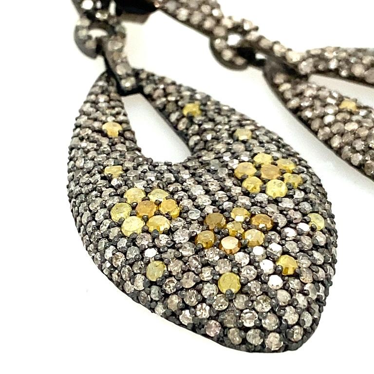 Contemporary Lucea New York Yellow and Rustic Diamonds Earrings For Sale
