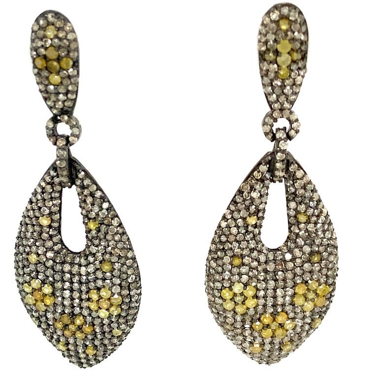 Lucea New York Yellow and Rustic Diamonds Earrings For Sale 1