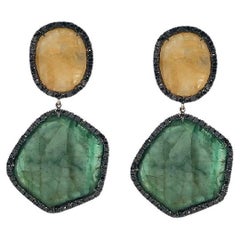 Lucea New York Yellow Sapphire, Emerald and Diamond Earrings