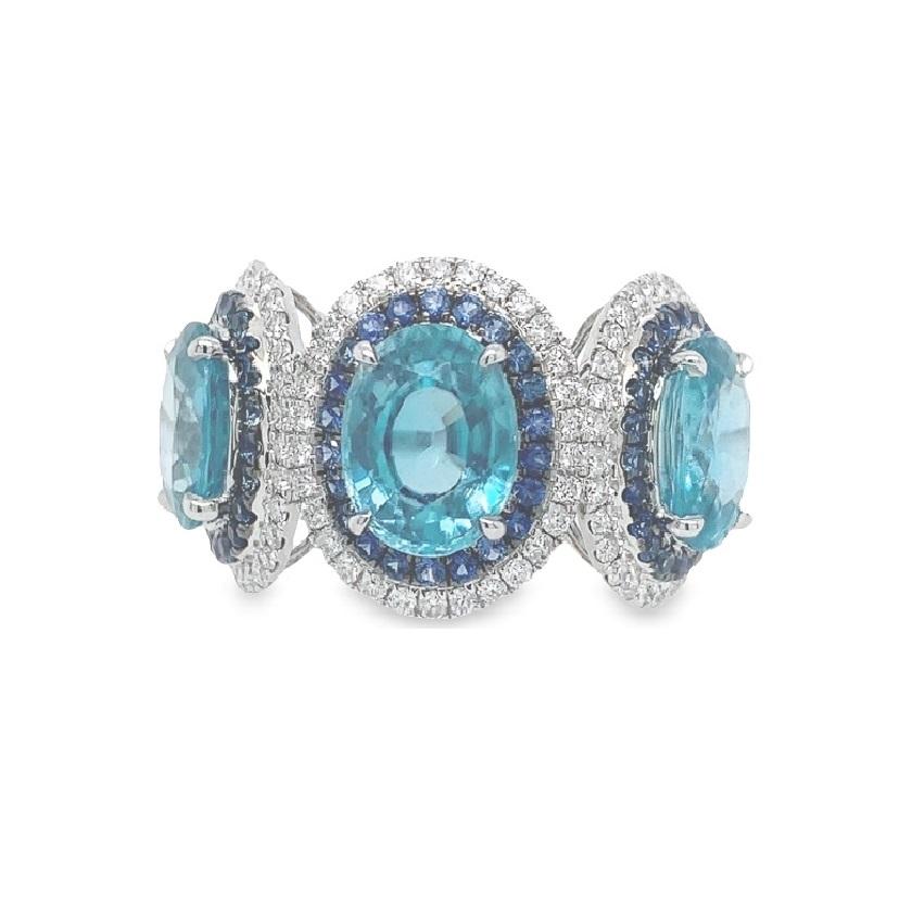 Women's Lucea New York Zircon, Sapphires and Diamond Ring For Sale
