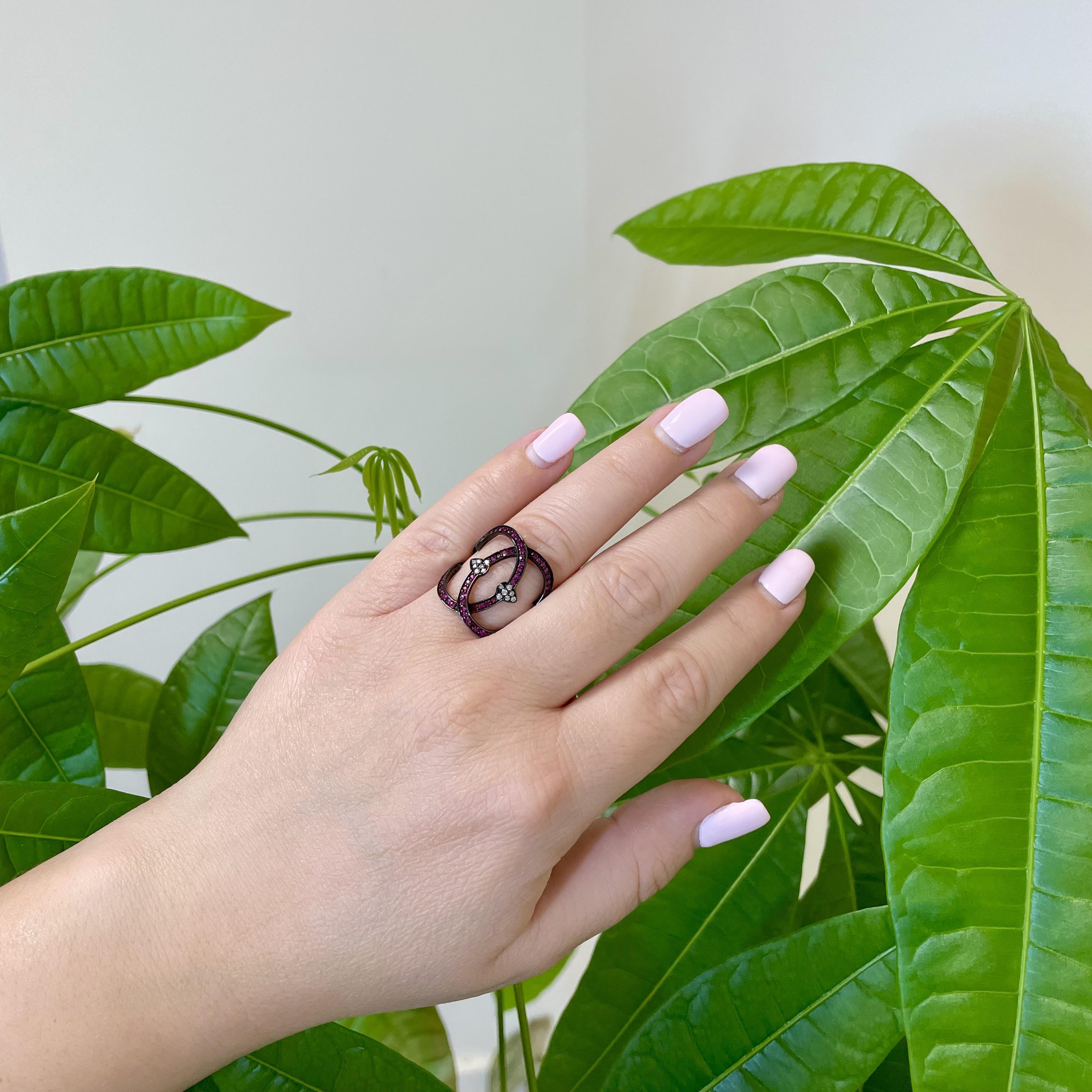 Brilliant Cut Lucea Ruby & Dia C Ring BG;D0.09R0.49MW3.76 For Sale